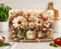 Blush Floral Mason Jar Glass Cutting Board