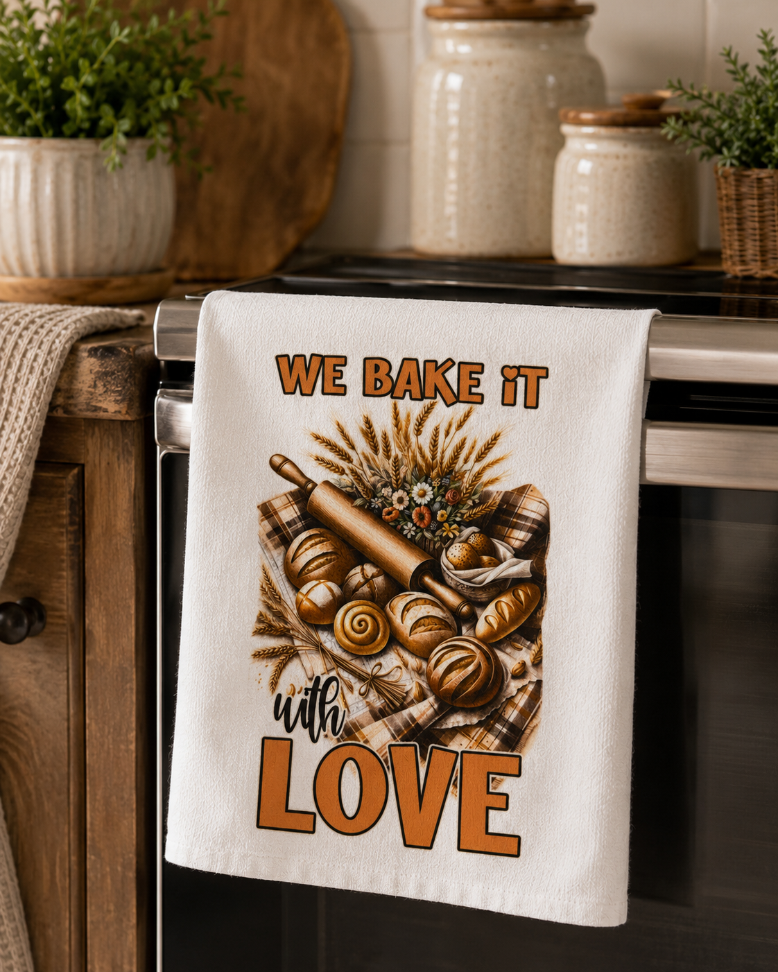 We Bake It With Love Kitchen Towel