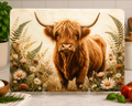 Highland Cow Large Glass Cutting Board