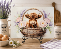 Floral Highland Cow Basket – Glass Cutting Board