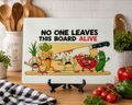 “No One Leaves This Board Alive” Funny Glass Cutting Board