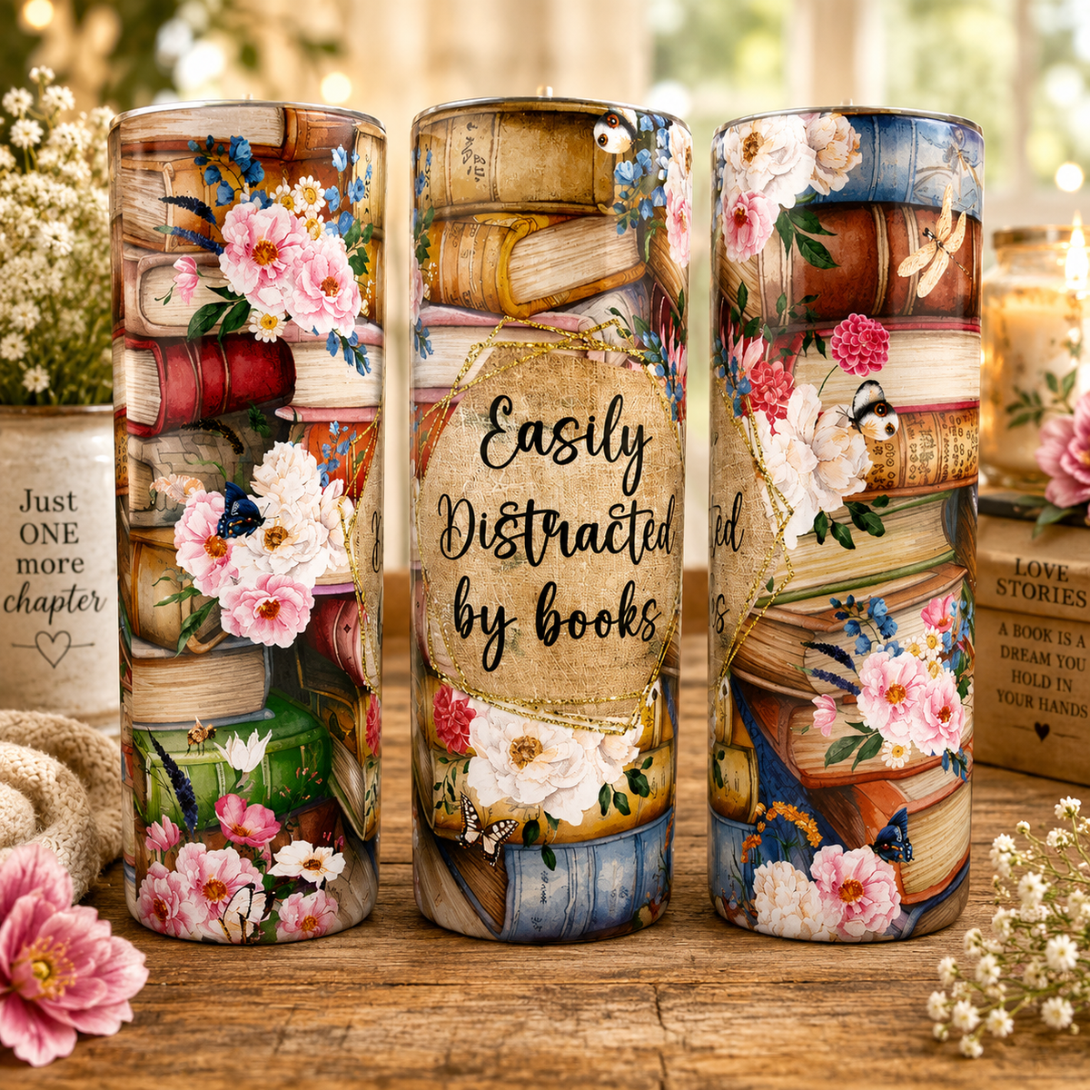 Easily Distracted by Books Tumbler