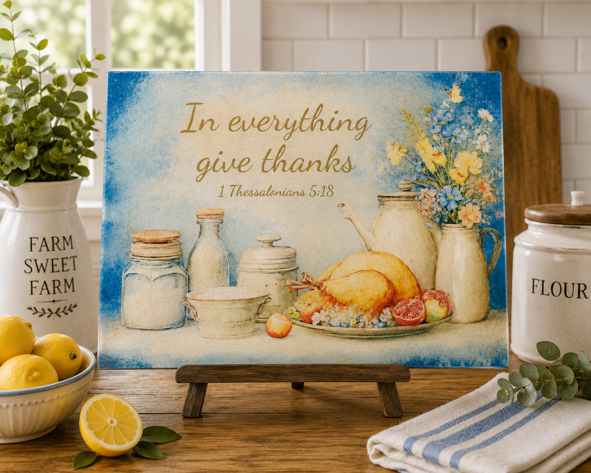 In Everything Give Thanks – Glass Cutting Board