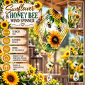 Sunflower & Honey Bee Wind Spinner with Crystal | Farmhouse Garden Décor