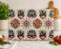 Boho Succulent Pattern Glass Cutting Board