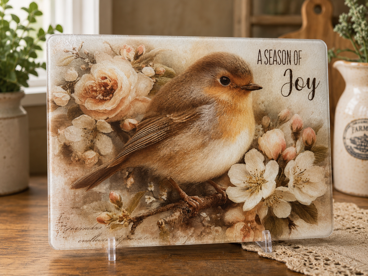 A Season of Joy Glass Large Cutting Board